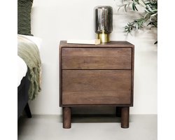 Giga Meubel Nachtkastje Liana - Bruin - Mangohout - 50x38x57cm