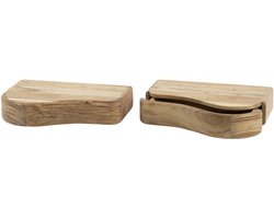 Giga Meubel Nachtkastje Organic - Naturel Hout - Set van 2 - 40x25x8cm