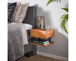 Giga Meubel Nachtkastje Shelve - Naturel Acaciahout - 27x35x32cm