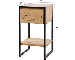 Giga Meubel Nachtkastje Straight - Naturel Acaciahout - 30x30x55cm
