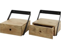 Giga Meubel Nachtkastje Strip XS - Acaciahout - Set van 2 - 30x30x20cm
