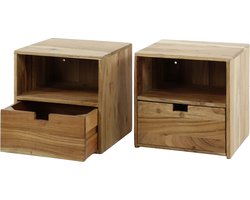 Giga Meubel Nachtkastje Strip XS - Naturel - Set van 2 - 30x30x20cm