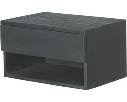 Giga Meubel Nachtkastje Tessa - Zwart - Mangohout - 45x30x25cm