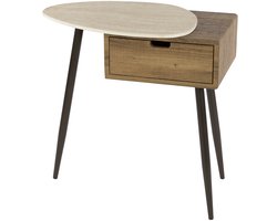 Giga Meubel Nachtkastje Travino Links - Hout/Travertin - 60x35x60cm