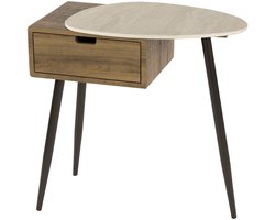 Giga Meubel Nachtkastje Travino Rechts - Hout/Travertin - 60x35x60cm