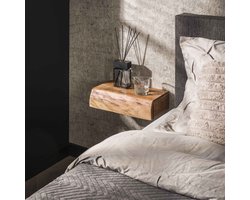 Giga Meubel Nachtkastje Tree L - Naturel - Set van 2 - 40x10x20cm