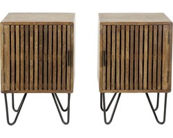 Giga Meubel Nachtkastje Tweak - Naturel Hout - Set van 2 - 40x30x60cm