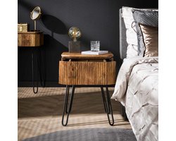 Giga Meubel Nachtkastje Wave - Naturel Hout - 45x40x60cm