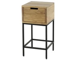 Giga Meubel Nachtkastje XS Flat - Naturel Hout - 1-Lade - 30x30x60cm
