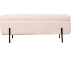 Giga Meubel Opbergbank Jari - 110x45x40cm - Beige Bouclé