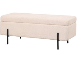 Giga Meubel Opbergbank Jari - 110x45x40cm - Beige Bouclé