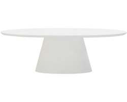 Giga Meubel Ovale Eettafel Cleo - 160x100x75cm - Wit Beton Look - Kolompoot - 4-6 Personen