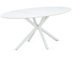 Giga Meubel Ovale Eettafel Roxy - 180x90x75cm - Keramisch Wit - Kruispoot - 4-6 Personen