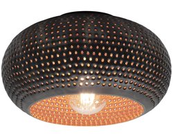 Giga Meubel Plafondlamp Disk Punch - Zwart/Bruin Metaal - 1-Lichts - Ø35cm