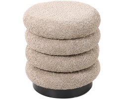 Giga Meubel Poef Matthijs - Taupe - Bouclé - 38x38x40cm