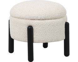 Giga Meubel Poef Met Opbergruimte - Beige - Stof/Metaal - Zithoogte 36cm