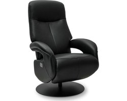 Giga Meubel Relaxfauteuil Bull - Zwart Leer - Draaibaar - 79x85x115cm