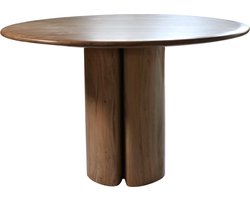 Giga Meubel Ronde Eettafel Tijn - Ø120x75cm - Naturel Acaciahout - 2-4 Personen