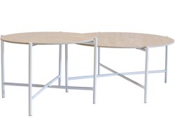 Giga Meubel Salontafel Abano - Wit Metaal - Sintered Stone - Set van 2