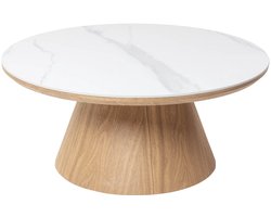 Giga Meubel Salontafel Alba - Rond Naturel Hout/Keramisch - 80x80x35cm