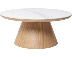 Giga Meubel Salontafel Alba - Rond Naturel Hout/Keramisch - 80x80x35cm