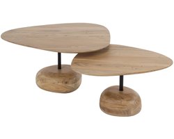 Giga Meubel Salontafel - Driehoekig - Set van 2 - Acacia - Naturel