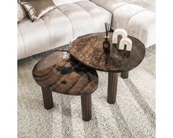 Giga Meubel Salontafel Eclipse - Koper Glas - 62x45x40cm