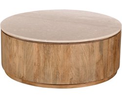 Giga Meubel Salontafel Elan Rond - Travertin - Naturel - 90x90x35cm