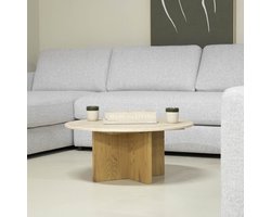 Giga Meubel Salontafel Faria - Lichtbruin Marmer - Ø80x35cm