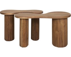 Giga Meubel Salontafel Fuse - Naturel Acaciahout - Set van 2 - 80x45x42cm
