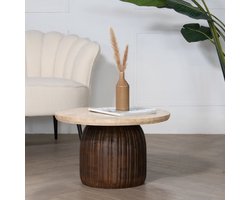 Giga Meubel Salontafel Juan - Rond - Travertin - 60cm