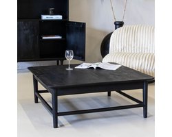 Giga Meubel Salontafel Lana - Vierkant - Zwart - Mangohout - 100x100x45cm
