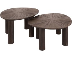 Giga Meubel Salontafel Maya - Donkerbruin Hout - Set van 2 - 60x50x43cm