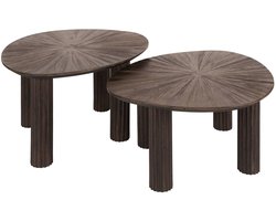 Giga Meubel Salontafel Maya - Donkerbruin Hout - Set van 2 - 60x50x43cm