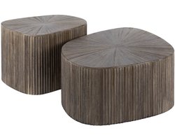 Giga Meubel Salontafel Maya - Donkerbruin Hout - Set van 2 - 73x68x31cm