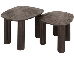 Giga Meubel Salontafel Maya - Donkerbruin Hout - Set van 2 - 76x61x38cm