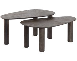Giga Meubel Salontafel Maya - Donkerbruin Hout - Set van 2 - 84x39x43cm