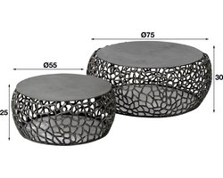 Giga Meubel Salontafel Maze - Zwart Metaal - Set van 2