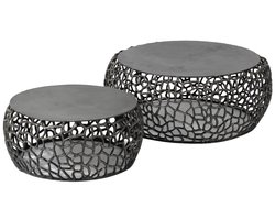 Giga Meubel Salontafel Maze - Zwart Metaal - Set van 2