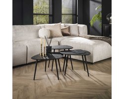 Giga Meubel Salontafel Metallic - Zwart Metaal - Set van 3 - 62x51x36cm