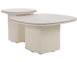 Giga Meubel Salontafel Miles - Organisch Beige Travertinlook Hout - Set Van 2