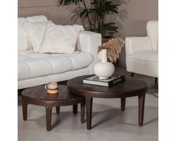 Giga Meubel Salontafel Mio - Rond - Acaciahout - Set van 2