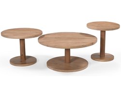 Giga Meubel Salontafel Nao - Rond - Mangohout - Set van 3