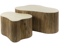 Giga Meubel Salontafel Nuovo - Organisch Beige/Hout - Set van 2