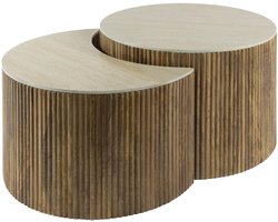 Giga Meubel Salontafel Nuovo - Travertin - Set Van 2 - 60x60x40cm