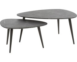 Giga Meubel Salontafel Pear Shaped - Keramieklook - Set van 2 - 80x44x40cm