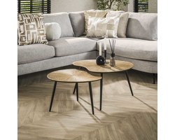 Giga Meubel Salontafel Ray Metal - Niervormig - Brons Metaal - Set van 2