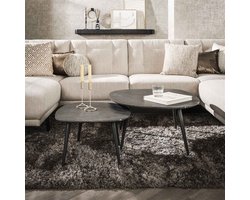 Giga Meubel Salontafel Rock - Keramieklook - Set van 2 - 85x79x40cm