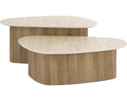Giga Meubel Salontafel Romano - Travertin - Set van 2 - 90x43x40cm