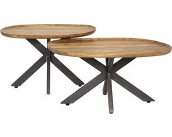 Giga Meubel Salontafel Spider - Naturel - Set van 2 - 71x48x45cm